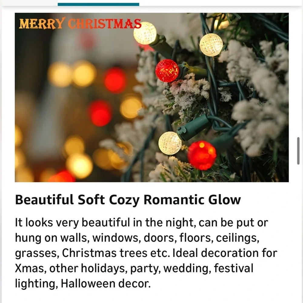 Holiday 50 LED Mini Globe String Lights (Indoor/Outdoor) 17ft Red & Warm White